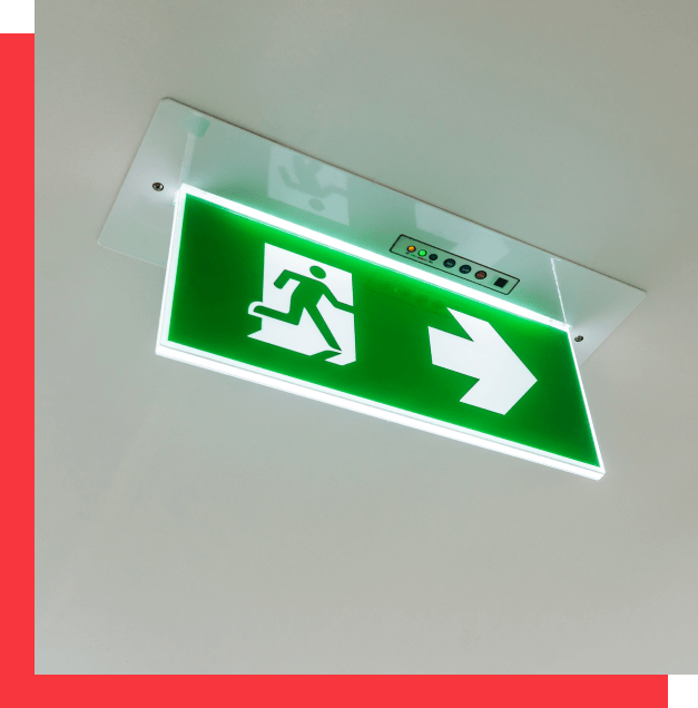 services exit and emergency lights